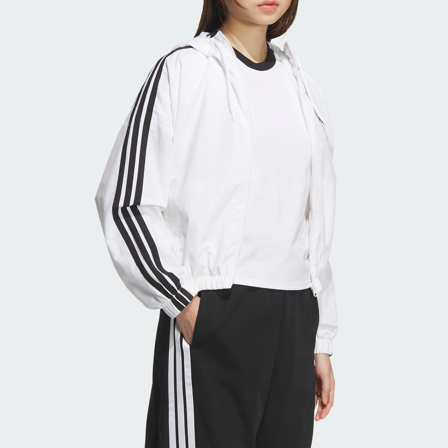 Adidas/阿迪达斯官方正品W 3S WV WB女士运动短款条纹外套JZ2161,淘宝优惠券,粉丝福利购,淘宝优惠卷