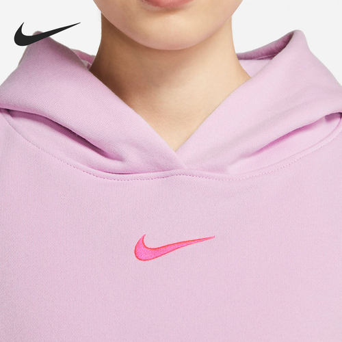 Nike/耐克官方正品女子拼接连帽加绒运动卫衣套头衫 DH1371-626 - 图1