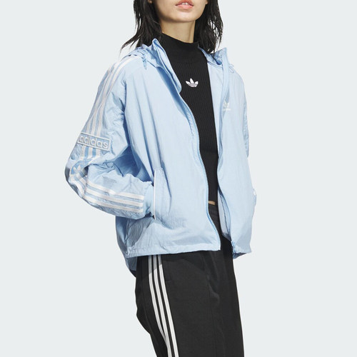 Adidas/阿迪达斯正品三叶草女士侧开排扣连帽夹克外套JI7481 - 图1