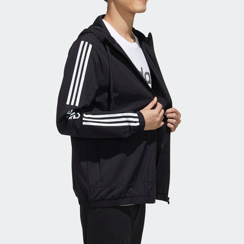 Adidas/阿迪达斯正品新款男子休闲连帽梭织夹克外套FP7394 - 图0