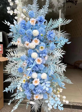 婚庆蓝色排花电话路引花定制