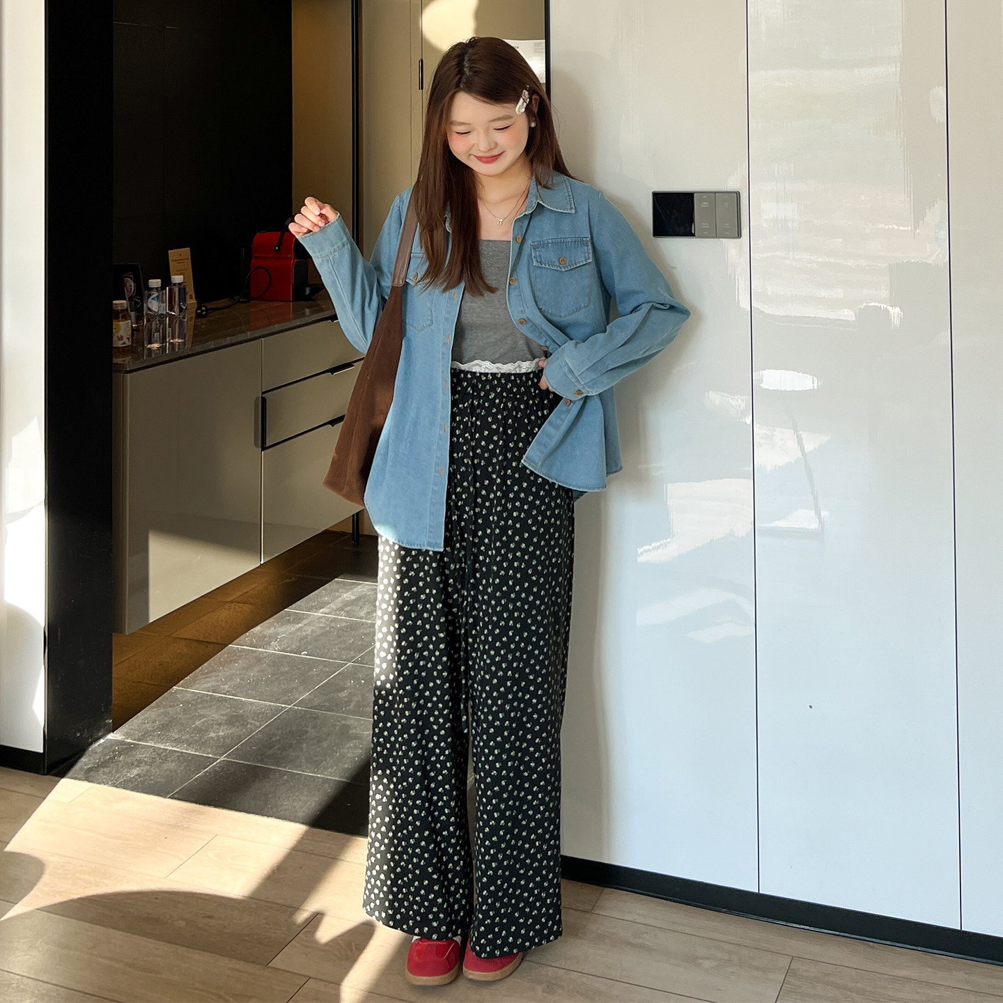 【年终清仓】DM100大码女装秋季百搭遛弯韩系蕾丝碎花阔腿休闲裤,淘宝优惠券,粉丝福利购,淘宝优惠卷