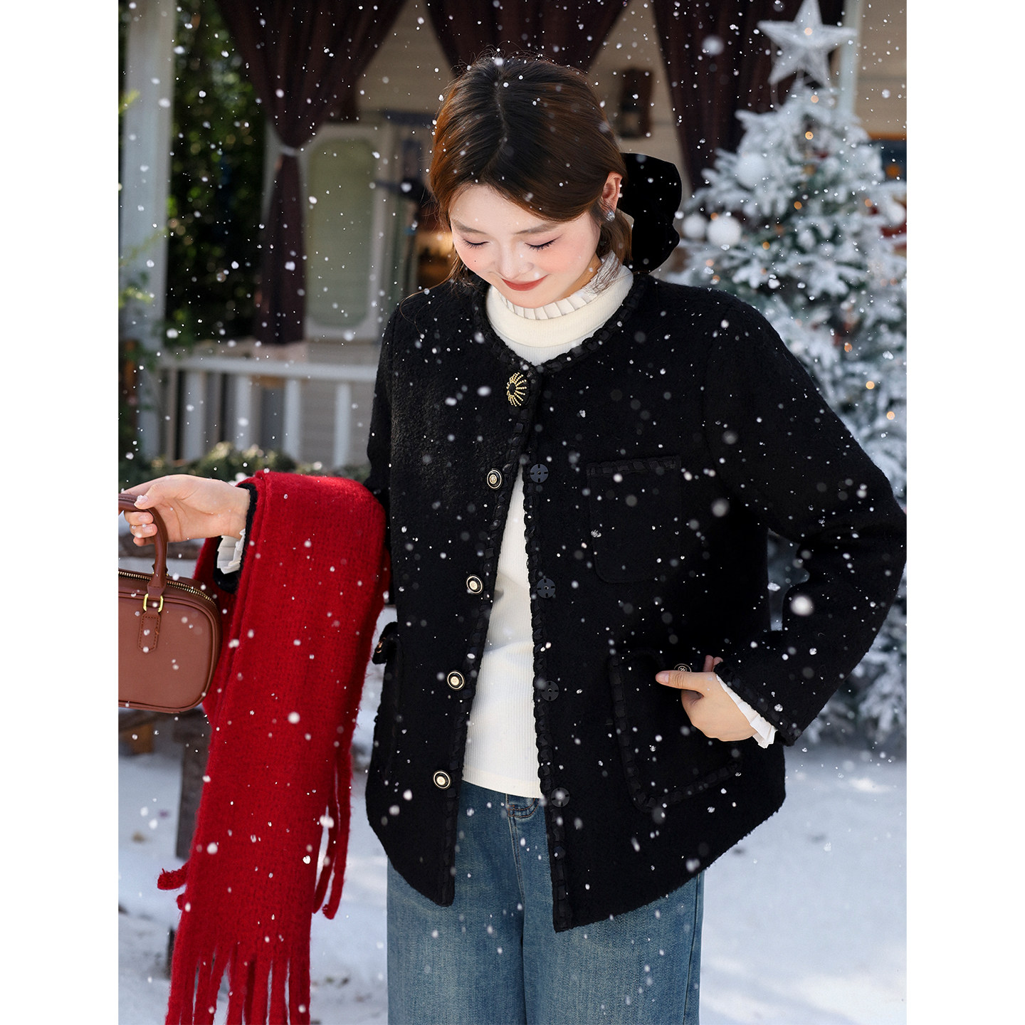 DM100大码百分百女装微胖mm冬季气质重工花边夹棉圈圈羊毛呢外套,淘宝优惠券,粉丝福利购,淘宝优惠卷