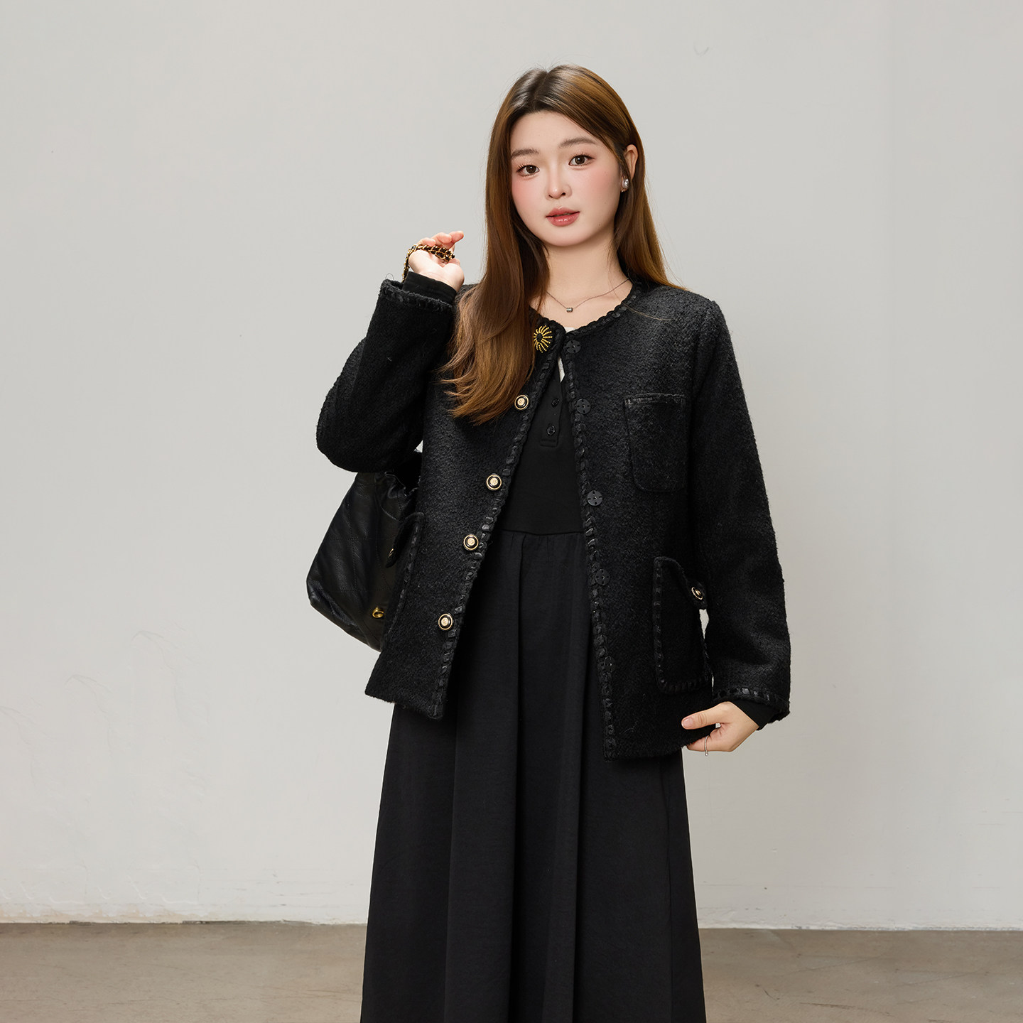 DM100大码百分百女装微胖mm冬季气质重工花边夹棉圈圈羊毛呢外套,淘宝优惠券,粉丝福利购,淘宝优惠卷