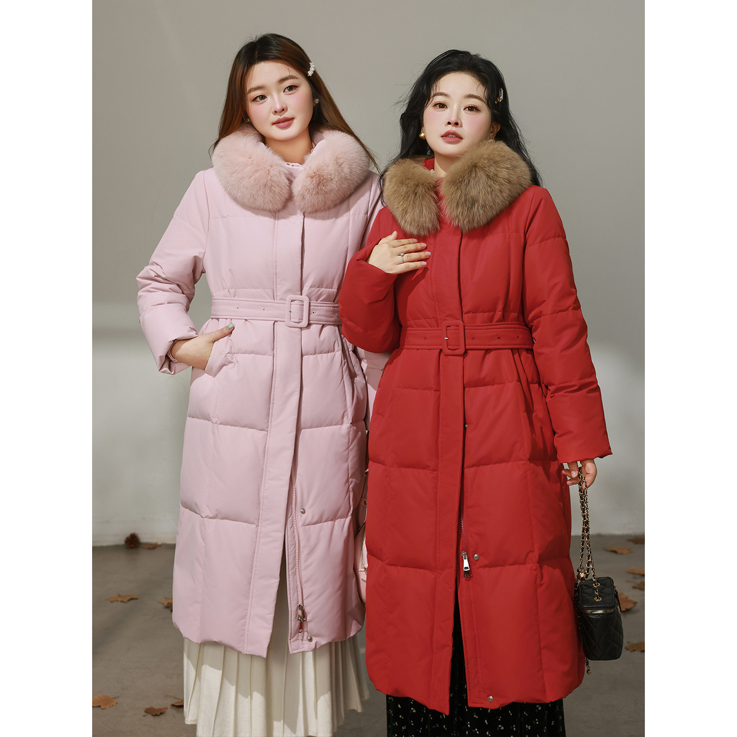 DM100大码百分百女微胖mm冬季狐狸毛正肩直筒收腰长款羽绒服外套,淘宝优惠券,粉丝福利购,淘宝优惠卷