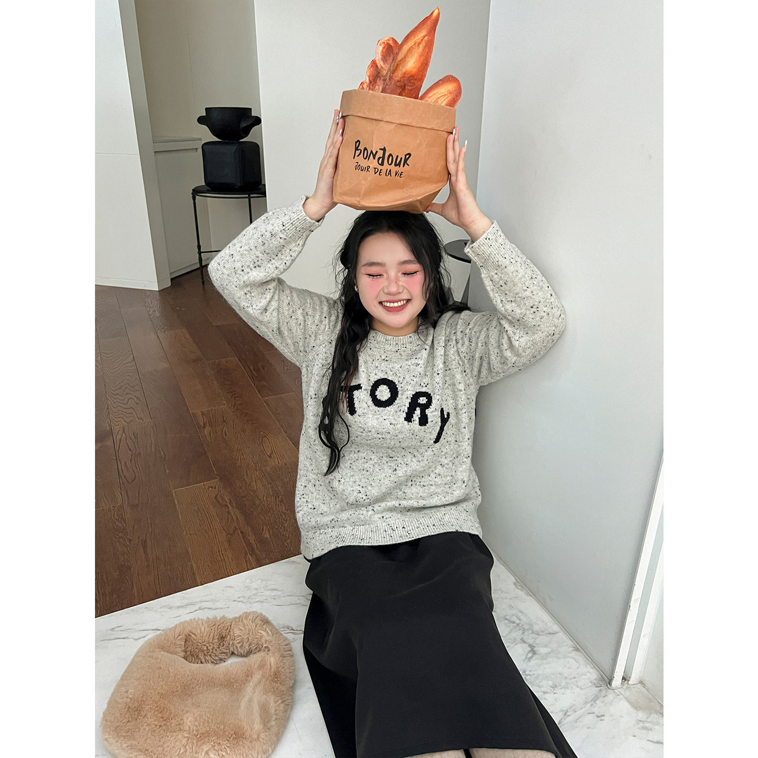 DM100大码百分百微胖mm女装冬季打底内搭毛衣圆领字母提花针织衫,淘宝优惠券,粉丝福利购,淘宝优惠卷