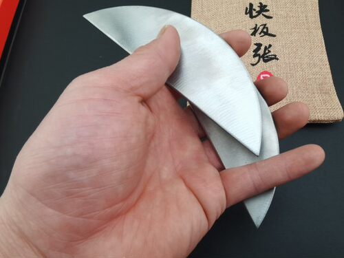 快板张品牌监制专业鸳鸯板月牙板月亮板山东快书鼓书不锈钢铜书板 - 图3