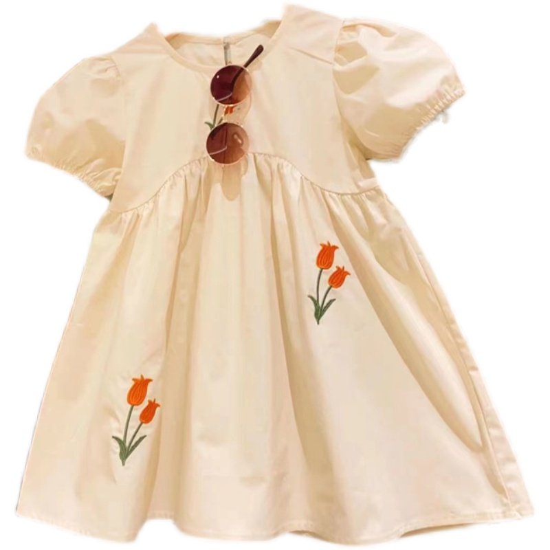 2025夏季新款女宝宝纯棉公主裙女孩裙子女童花朵刺绣泡泡袖连衣裙,淘宝优惠券,粉丝福利购,淘宝优惠卷