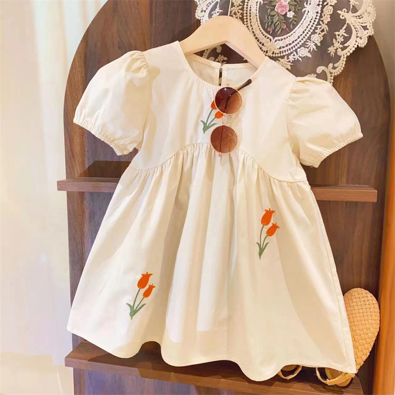 2025夏季新款女宝宝纯棉公主裙女孩裙子女童花朵刺绣泡泡袖连衣裙,淘宝优惠券,粉丝福利购,淘宝优惠卷