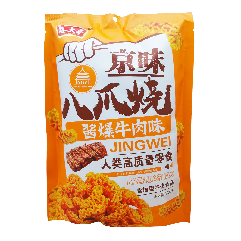 春大哥京味八爪烧120g*6袋酱爆牛肉味麻辣锅巴网红怀旧小吃零食品 - 图3