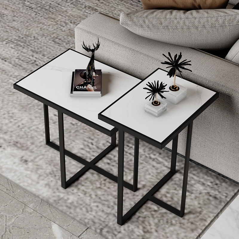 轻奢岩板边几极简角几沙发侧边柜方桌现代床头客厅北欧创意小茶几