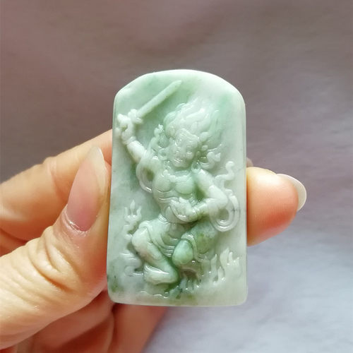 正品天然玉器独山玉吊坠达摩罗汉禅宗始祖南阳玉独玉挂件平安玉佩 - 图1