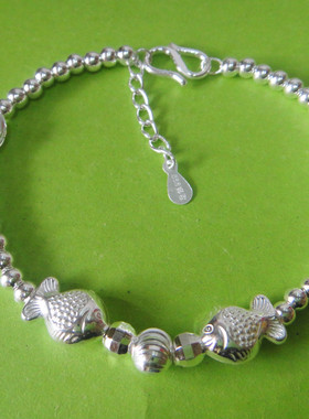 足银气质款亲吻鱼圆珠链