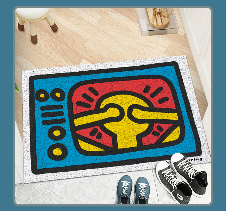 入户地垫门垫进门卡通创意潮流家用门口脚垫丝圈塑料欢迎可裁剪 - 图0