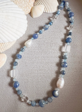 原创设计ins油画系天然蓝色项链