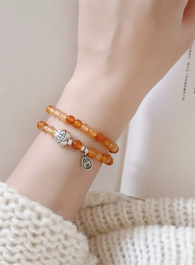 柿柿如意玛瑙国潮纯银纯银