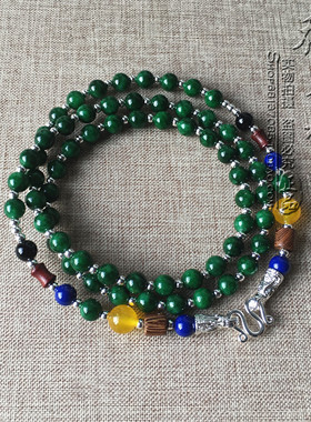 绿玉髓银色佛牌毛衣项链可定制