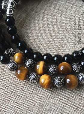 黑玛瑙纯银六字真言泰国佛牌挂链