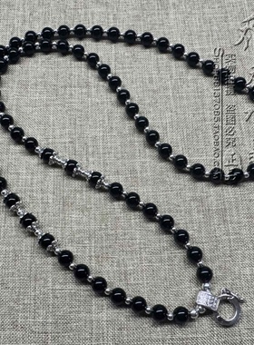 黑玛瑙唐卡项链银色泰国蝴蝶佛牌毛衣挂链可定做