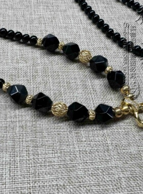 黑玛瑙唐卡毛衣水晶项链 S925纯银镀金配饰泰国佛牌 挂链 可定制