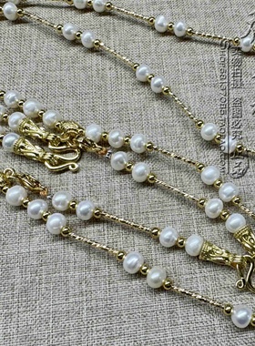 天然珍珠唐卡毛衣项链 金色泰国佛牌三层挂链可定制其他款式