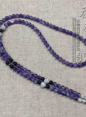天然梦幻紫水晶毛衣项链银色泰国佛牌挂链可定制其他款式