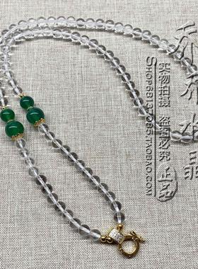 天然白水晶唐卡项链金色泰国佛牌毛衣挂链可订做其他款式