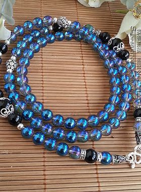 白水晶纯银佛牌毛衣项链