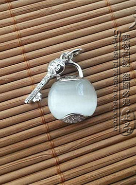 多彩纯银项链钥匙吊坠