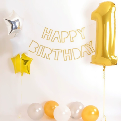 [欧美INS风派对装饰生日套餐背景墙布置字母拉旗周岁抓阄数字气球]