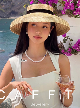 纯银蓝色宝石珍珠项链女款配饰新款高级感轻奢小众礼服锁骨链颈链