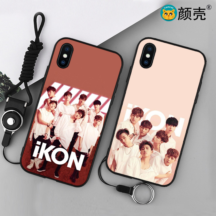 ikon金知元6s适用XSMAX手机壳8plus磨砂iphone11软壳7挂绳6全包边 - 图0