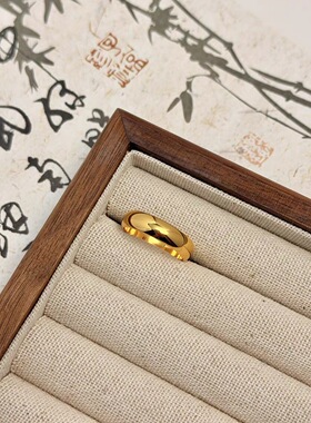 镀K金戒指女款轻奢小众设计高级感食指戒素圈指环