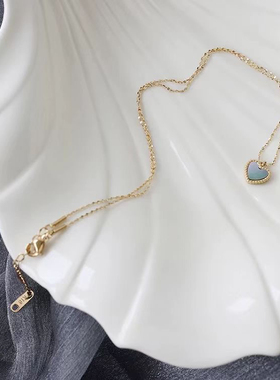 【闪光灰贝】18K法式甜美精美珍珠双层叠带精致尖串珠项链锁骨链