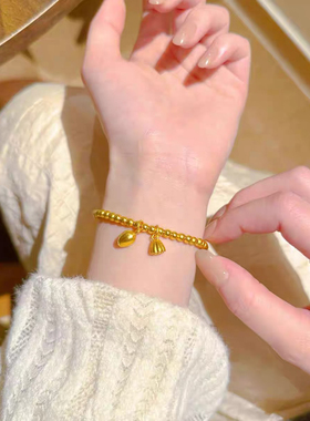 两世欢莲蓬手链女实心珠子串越南沙金仿真黄金不掉色首饰