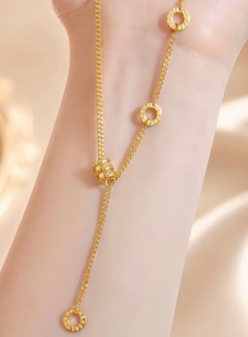 铜合金项链 精美轻奢小蛮腰流苏项链百搭精致转运珠吊坠项链气质