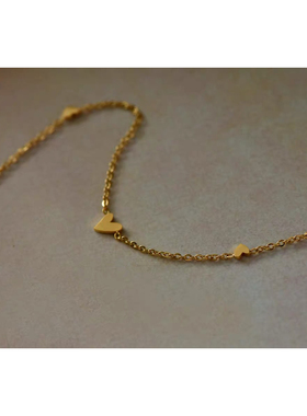 PPBOSS爱心精致项链钛钢18K包金细致百搭锁骨链轻奢小众毛衣链