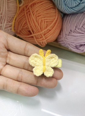 彩色毛线蝴蝶发夹边夹鸭嘴夹秋冬夹子侧边夹刘海夹儿童可爱发夹
