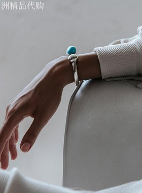 西班牙UNOde50 手工极简蒜头手镯粉石英石ZEN男女情侣经典轻奢