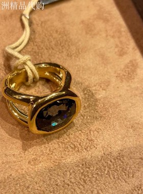 西班牙本土潮牌UNOde50 夸张黑水晶戒指轻奢镀金18K纯手工正品