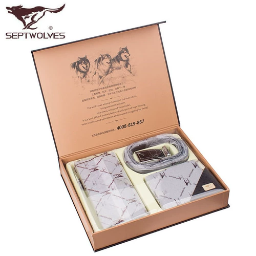 Septwolves, ремень, бумажник, набор, подарочная коробка, комплект на день Святого Валентина, из натуральной кожи, подарок на день рождения