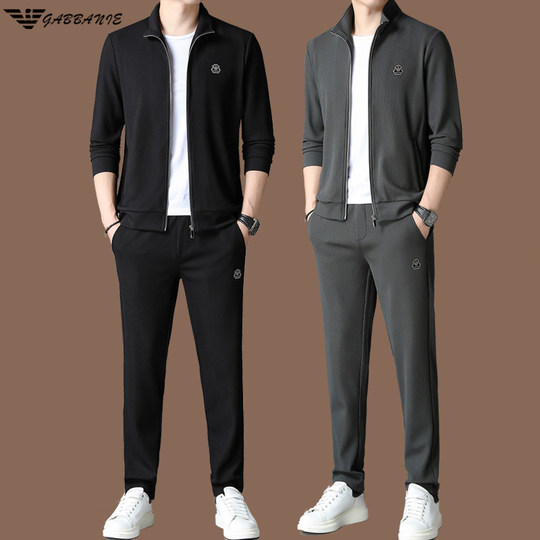 正品意大利名牌高端男士运动服套装春秋季休闲夹克外套男装两件套