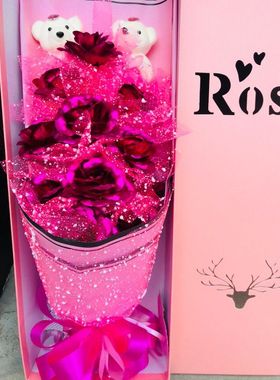礼物爱人生日金箔玫瑰花送女友