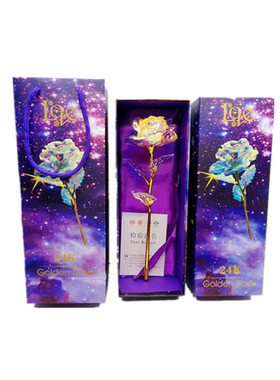 情人节表白七夕仿真金箔玫瑰花