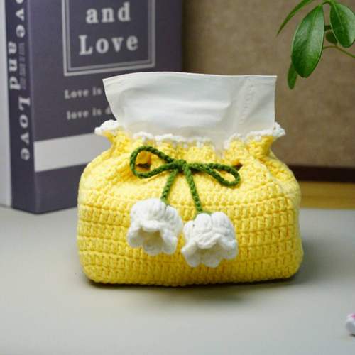 DIY铃兰花纸巾盒毛线手工材料包钩针编织自制抽纸袋家居创意礼物 - 图3