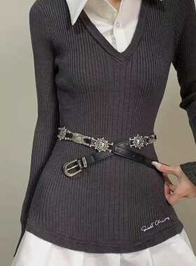 民族风复古美式腰带女款ins百搭配裙子皮带设计感收腰牛仔裤带潮