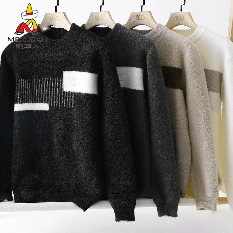 2025新款稻草人针织衫男冬季休闲打底针织衫水貂绒圆领套头毛衣男,淘宝优惠券,粉丝福利购,淘宝优惠卷
