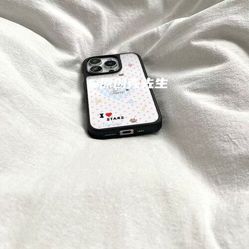 ins古早爱心波点黑边软壳磁吸适用苹果iPhone17promax手机壳1615pro小米1415Pro华为mate60p70三星S23防摔 - 图2