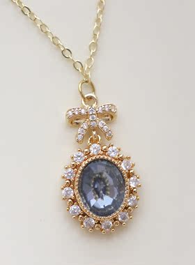 巴洛克欧式复古项链法式优雅花嫁洛丽塔绀色日常耳坠锁骨链