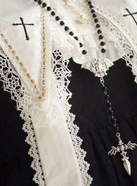 万圣节金色百搭十字架项链